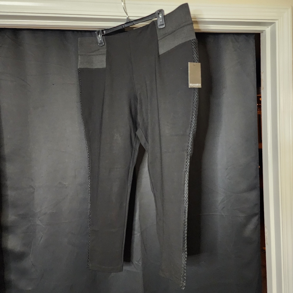 Eloquii Miracle Flawless Black With Mesh Tuxedo Stripe Leggings